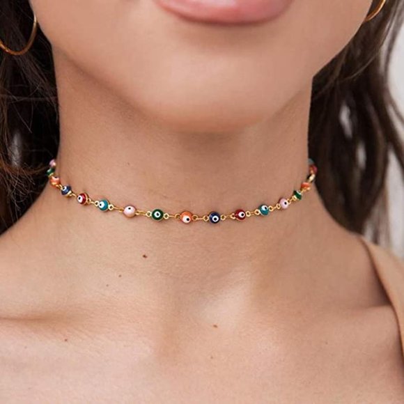 Jewelry - Boho Evil Eyes Choker Necklace Colorful Necklaces